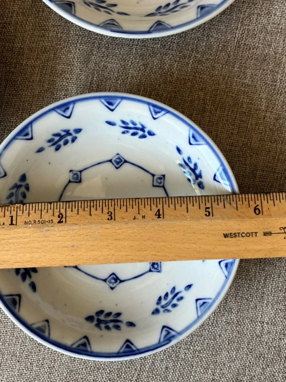 Vintage IDG Williams Sonoma Blue White Ceramic Cereal Bowls 5.75